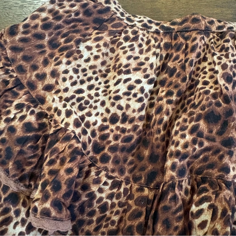 Aerie Leopard Tiered Ruffle Elastic Waist Mini Skirt Shorts 100% Cotton XSMALL - Picture 5 of 12